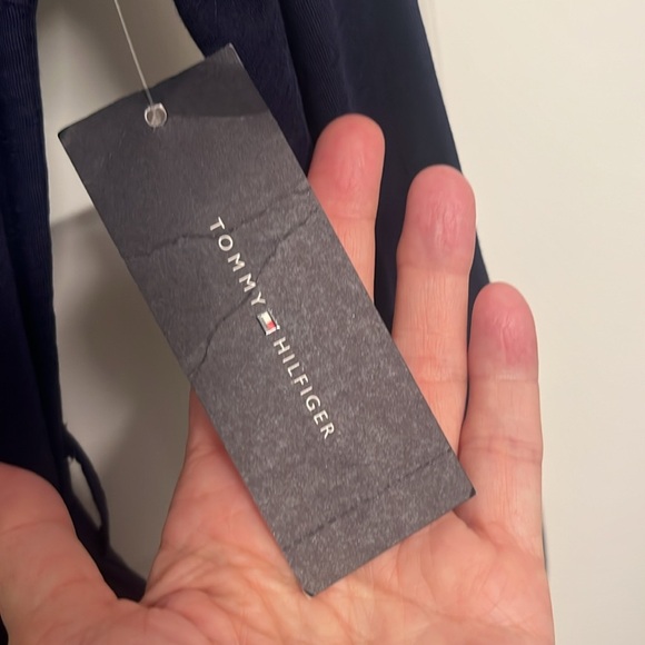 Tommy Hilfiger Button Cotton Shirt Dress Knee Length Navy Belted NWT size Medium - Picture 6 of 11